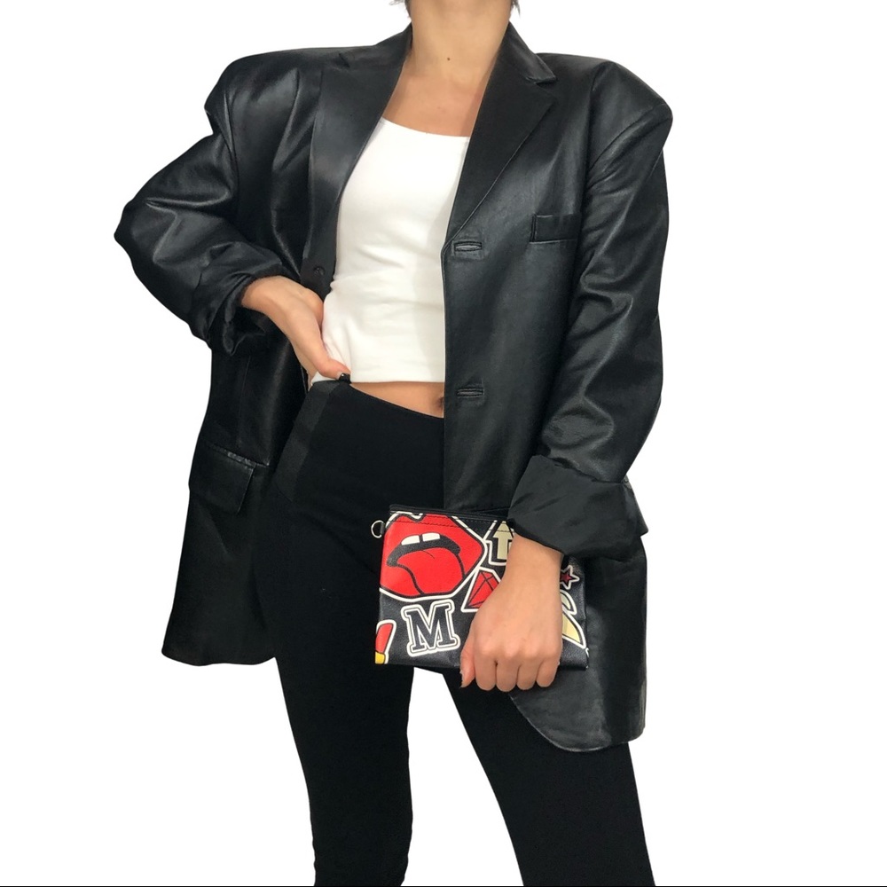 UNISEX BLACK LEATHER BLAZER